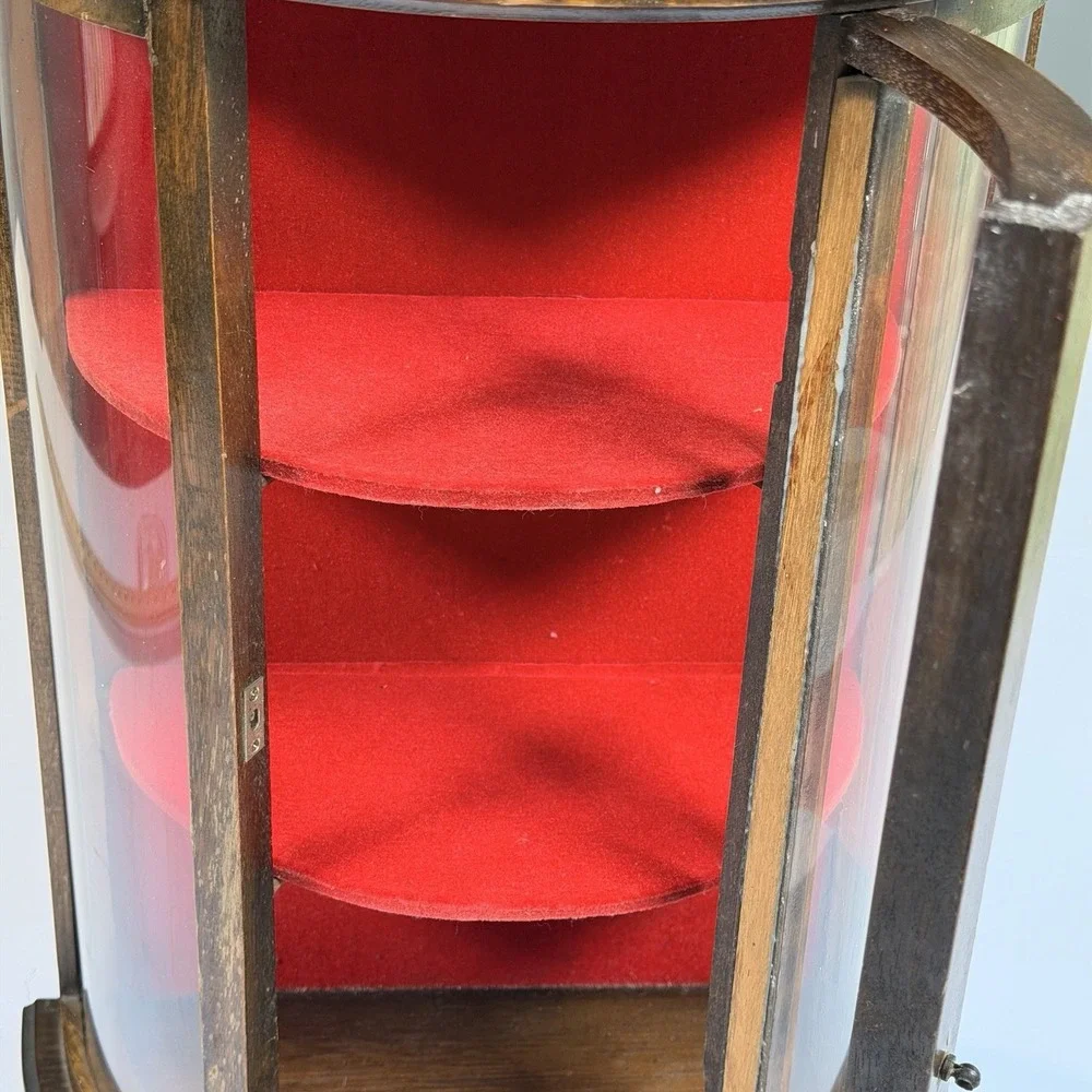 Curved Glass Solid Wood Curio Cabinet Wall Mount Display Case 19x12 Small Unique